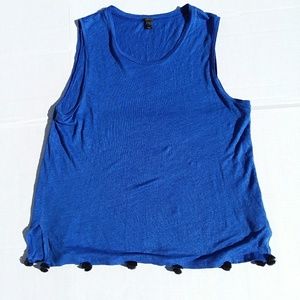 J. Crew royal blue pom pom sleeveless top L